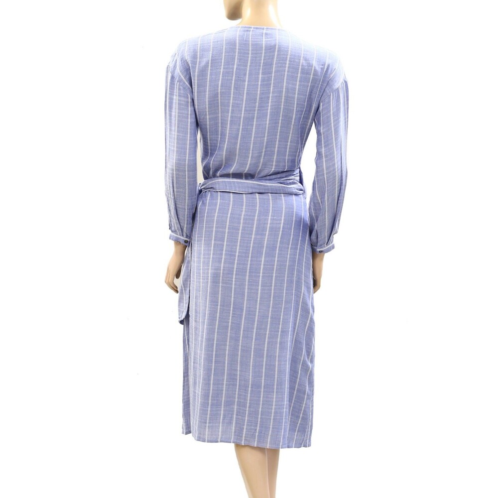 Sezane Blue Striped Midi Robe. Can also be worn as a dress. - Picture 7 of 8